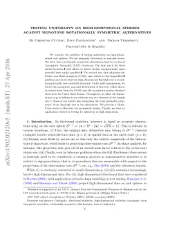 Testing uniformity on high-dimensional spheres against monotone
  rotationally symmetric alternatives