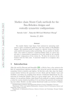 Markov chain Monte Carlo methods for the Box-Behnken designs and
  centrally symmetric configurations