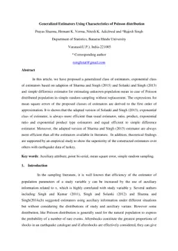 Generalized estimators using characteristics of Poisson distribution