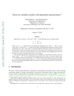 High dimensional errors-in-variables models with dependent measurements
