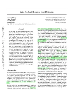 Gated Feedback Recurrent Neural Networks