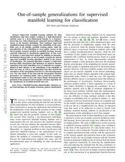 Out-of-sample generalizations for supervised manifold learning for
  classification