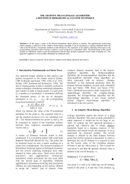 The Adaptive Mean-Linkage Algorithm: A Bottom-Up Hierarchical Cluster
  Technique
