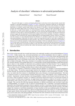 Analysis of classifiers' robustness to adversarial perturbations