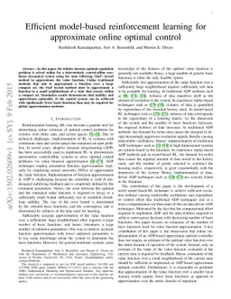 Efficient model-based reinforcement learning for approximate online
  optimal