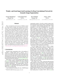 Weakly- and Semi-Supervised Learning of a DCNN for Semantic Image
  Segmentation