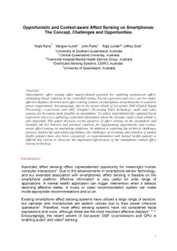 Opportunistic and Context-aware Affect Sensing on Smartphones: The
  Concept, Challenges and Opportunities