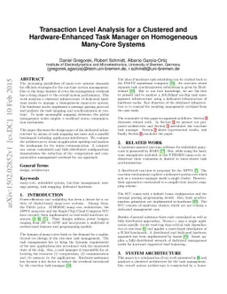 Transaction Level Analysis for a Clustered and Hardware-Enhanced Task
  Manager on Homogeneous Many-Core Systems