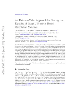 An Extreme-Value Approach for Testing the Equality of Large U-Statistic
  Based Correlation Matrices