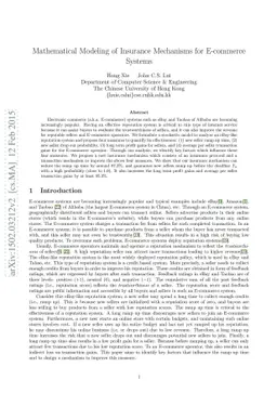 Mathematical Modeling of Insurance Mechanisms for E-commerce Systems