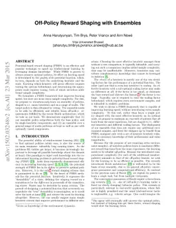 Off-Policy Reward Shaping with Ensembles