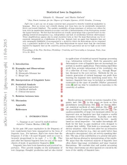 Statistical laws in linguistics