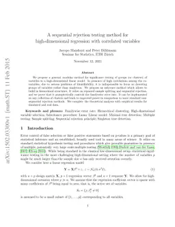 A sequential rejection testing method for high-dimensional regression
  with correlated variables