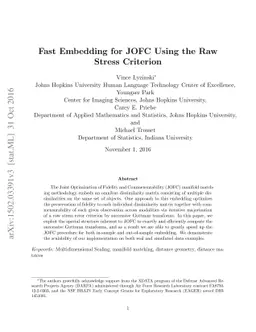 Fast Embedding for JOFC Using the Raw Stress Criterion