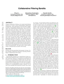 Collaborative Filtering Bandits