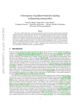 Convergence of gradient based pre-training in Denoising autoencoders