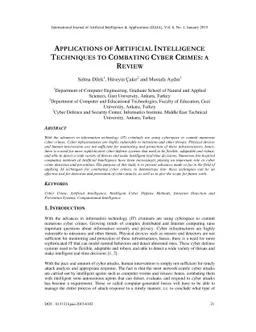 Applications of Artificial Intelligence Techniques to Combating Cyber
  Crimes: A Review