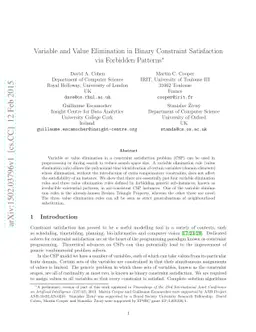 Variable and value elimination in binary constraint satisfaction via
  forbidden patterns