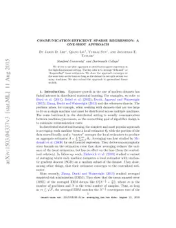 Communication-efficient sparse regression: a one-shot approach