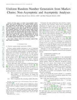 Uniform Random Number Generation from Markov Chains: Non-Asymptotic and
  Asymptotic Analyses