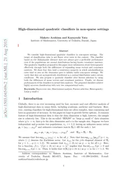 High-dimensional quadratic classifiers in non-sparse settings