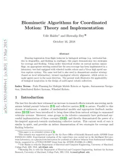 Biomimetic Algorithms for Coordinated Motion: Theory and Implementation
