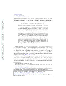 Independence test for high dimensional data based on regularized
  canonical correlation coefficients