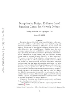 Deception by Design: Evidence-Based Signaling Games for Network Defense