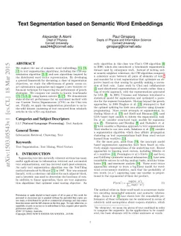 Text Segmentation based on Semantic Word Embeddings