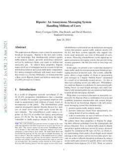 Riposte: An Anonymous Messaging System Handling Millions of Users