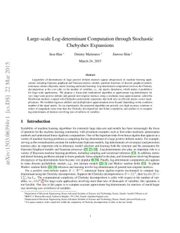 Large-scale Log-determinant Computation through Stochastic Chebyshev
  Expansions