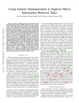 Using Generic Summarization to Improve Music Information Retrieval Tasks