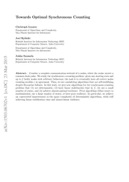 Towards Optimal Synchronous Counting