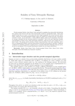 Stability of Noisy Metropolis-Hastings