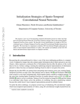 Initialization Strategies of Spatio-Temporal Convolutional Neural
  Networks