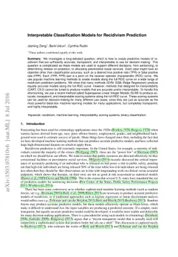 Interpretable Classification Models for Recidivism Prediction