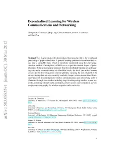 Decentralized learning for wireless communications and networking