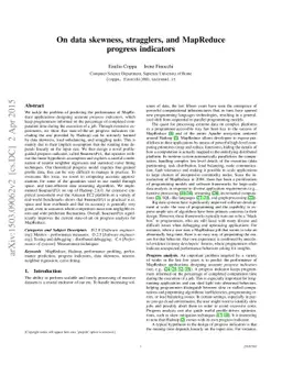 On data skewness, stragglers, and MapReduce progress indicators