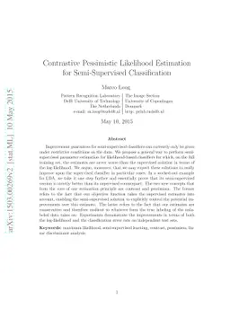 Contrastive Pessimistic Likelihood Estimation for Semi-Supervised
  Classification