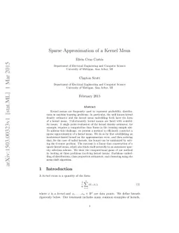 Sparse Approximation of a Kernel Mean