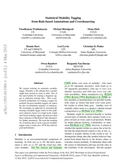 Statistical modality tagging from rule-based annotations and
  crowdsourcing