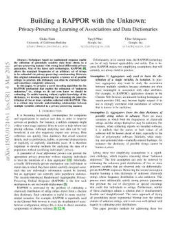 Building a RAPPOR with the Unknown: Privacy-Preserving Learning of
  Associations and Data Dictionaries