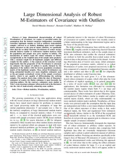 Large Dimensional Analysis of Robust M-Estimators of Covariance with
  Outliers