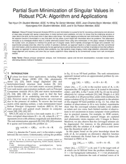 Partial Sum Minimization of Singular Values in Robust PCA: Algorithm and
  Applications