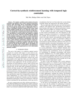 Correct-by-synthesis reinforcement learning with temporal logic
  constraints