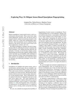 Exploring Ways To Mitigate Sensor-Based Smartphone Fingerprinting