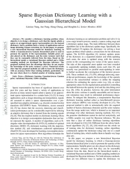 Sparse Bayesian Dictionary Learning with a Gaussian Hierarchical Model