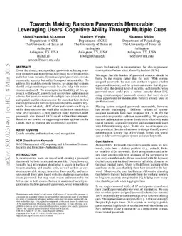 Towards Making Random Passwords Memorable: Leveraging Users' Cognitive
  Ability Through Multiple Cues
