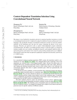 Context-Dependent Translation Selection Using Convolutional Neural
  Network