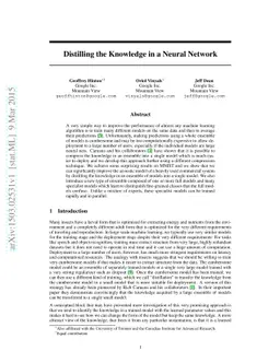 Distilling the Knowledge in a Neural Network